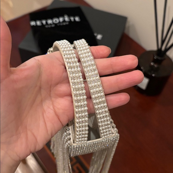 RETROFETE ESTEL SMALL EMBELLISHED Sequin PEARL FRINGE BAG Clutch - Picture 14 of 16